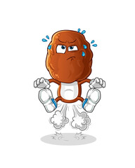 Obraz premium date fruit head cartoon fart jumping illustration. character vector