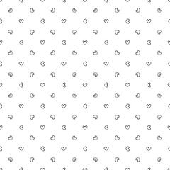 Background with many hearts. Seamless pattern. Texture for banner, flyer or poster. Valentine's day. Black and white illustration