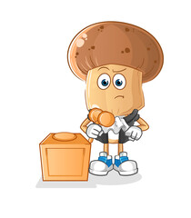 mushroom head cartoon judge holds gavel. character vector