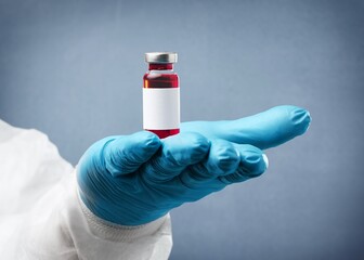 A doctor holding an ampoule with a vaccine in her hand New Variant of the Covid-19