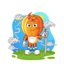 Obraz na płótnie Canvas star fruit head cartoon samurai. cartoon mascot vector