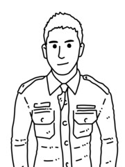 black and white of cute man cartoon for coloring