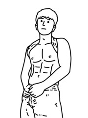 Fototapeta premium black and white of cute man cartoon for coloring