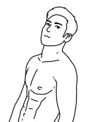 Fototapeta premium black and white of cute man cartoon for coloring