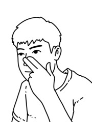 black and white of cute man cartoon for coloring