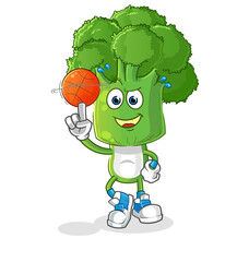 broccoli head cartoon playing basket ball mascot. cartoon vector