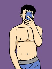 Fototapeta premium cute man cartoon on purple background