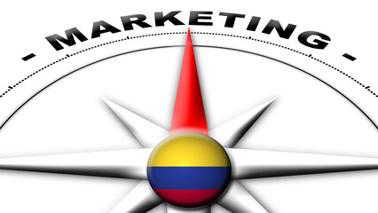 Colombia Globe Sphere Flag and Compass Concept Marketing Titles – 3D Illustration