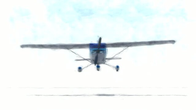 Old Type Airplane Stop Motion. High-Quality Background Animation