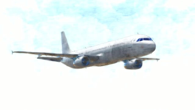 Passenger Plane Stop Motion. High-Quality Background Animation