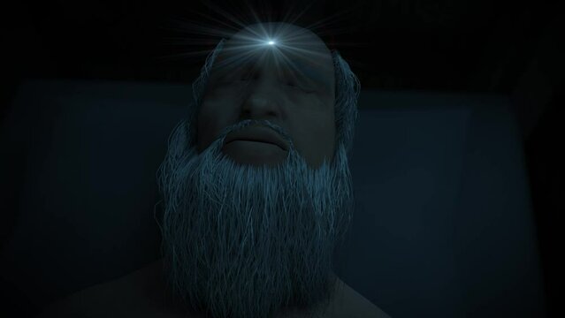3d render old man character dreaming at night
