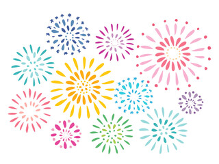 かわいい夏の打ち上げ花火／手描きイラスト