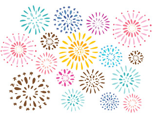 かわいい夏の打ち上げ花火／手描きイラスト