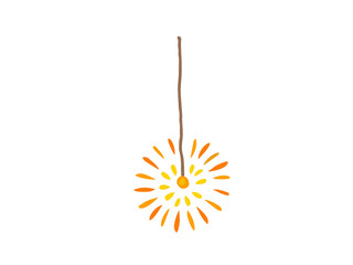 かわいい夏の線香花火／手描きイラスト