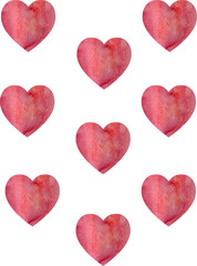 Background of pink hearts for Valentine's day on a white background.
