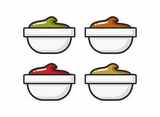 vector icon set. Design element  logo, ad and banners. sauce, ketchup, mustard, mayonnaise.
