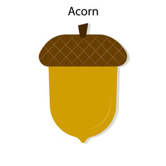 Acorns sign. Oak symbol. Food logo. Autumn season. Nature concept. Simple design. Vector illustration. Stock image. 