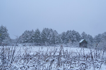 Obraz premium 雪景色の小屋