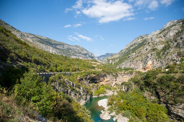 Fototapeta na wymiar Impressive canyon in limestone hills, Montenegro
