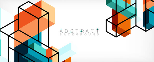 Abstract background. 3d cubes, cubic elements and blocks. Techno or business concept for wallpaper, banner, background, landing page