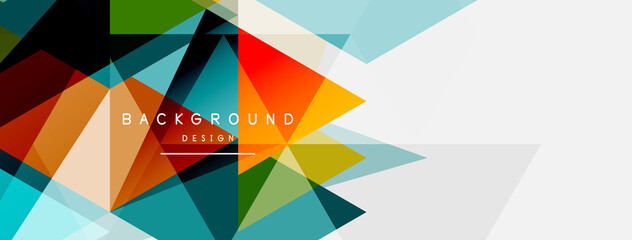Color triangles composition, geometric abstract background. Techno or business concept, pattern for wallpaper, banner, background, landing page