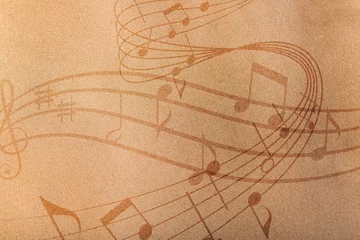 Foto op Plexiglas Grunge musical background. Old texture, music notes. © BillionPhotos.com