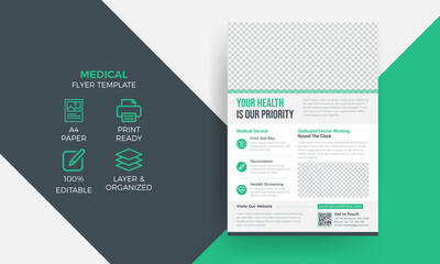 Modern medical healthcare flyer design or doctor brochure design template