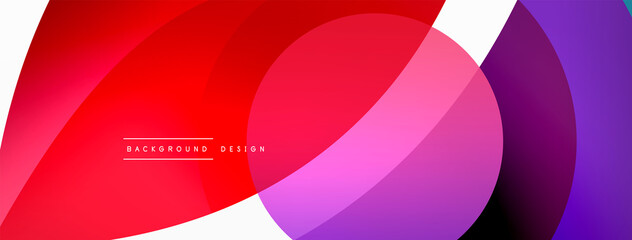 Abstract background with color geometric shapes. Beautiful minimal backdrop with round shapes circles and lines. Geometrical design. Vector illustration