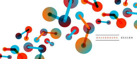 Line points connections geometric abstract background. Circles connected by lines. Trendy techno business template for wallpaper, banner, background or landing