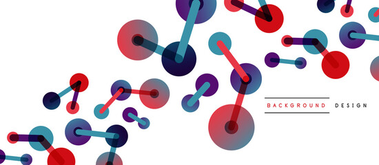 Line points connections geometric abstract background. Circles connected by lines. Trendy techno business template for wallpaper, banner, background or landing