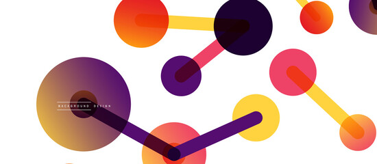 Line points connections geometric abstract background. Circles connected by lines. Trendy techno business template for wallpaper, banner, background or landing