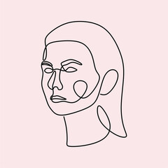 woman beautifull face oneline continuous single line art