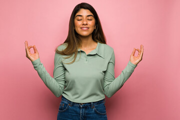 Beautiful woman doing a meditation