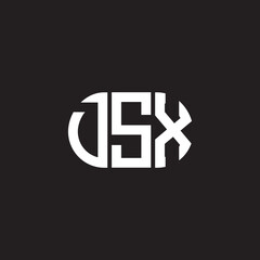 DSX letter logo design on black background. DSX creative initials letter logo concept. DSX letter design.