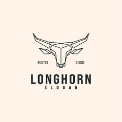
Logo design line art long horn bull head illustration