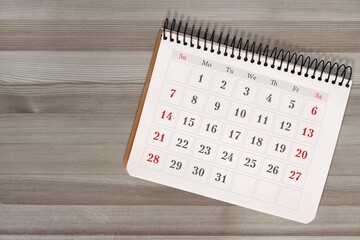 A simple blank calendar of December in 2021.