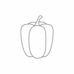 Bell pepper vector illustration cartoon isolated on white background. Cute bell pepper vector cartoon coloring page.