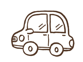 かわいい車の線画／手描きイラスト素材