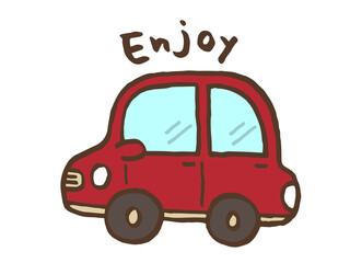かわいい車の3点セット／手描きイラスト素材