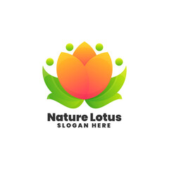 Vector Logo Illustration Lotus Gradient Colorful Style.