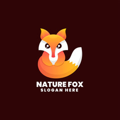 Vector Logo Illustration Fox Gradient Colorful Style.