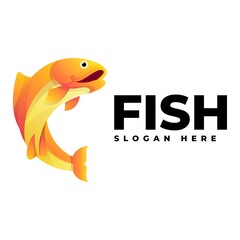 Vector Logo Illustration Fish Gradient Colorful Style.