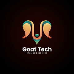 Vector Logo Illustration Goat Tech Gradient Colorful Style.