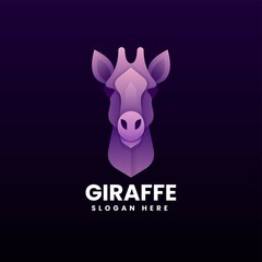 Vector Logo Illustration Giraffe Gradient Colorful Style.