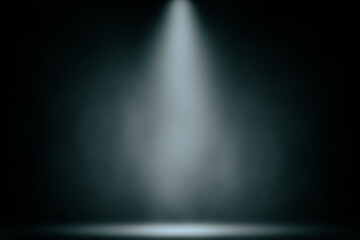 Spotlight white smoke on stage dark background. - 484080400