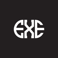 EXE letter logo design on black background. EXE creative initials letter logo concept. EXE letter design.