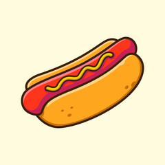 Vector Hotdog Premium. Fast Food Illustration