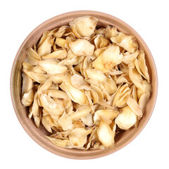 dried lily bulbs, traditional chinese herbal medicine on white background