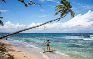 Foto op Aluminium Enjoying the swing in the Caribbean paradise, Little Corn Island, Nicaragua © raquelm.