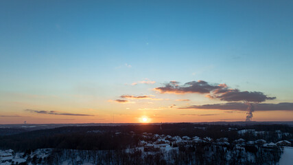 beautiful sunset in the snow covered mountains